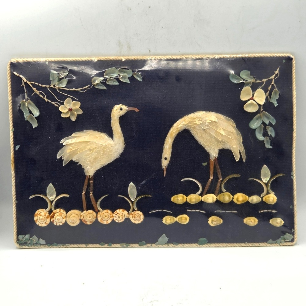3 D Shell Wall Art 2 Birds Sea World 1972 VINTAGE One of A Kind Signed